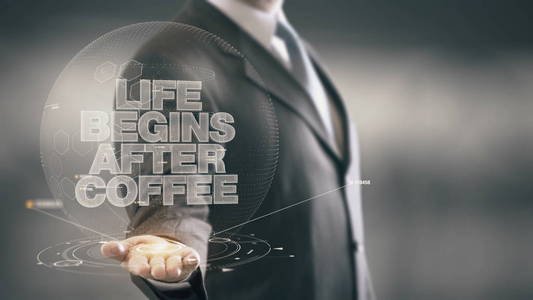 生活开始后咖啡商人持在手新技术