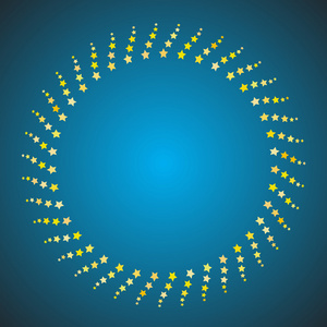 黄抽象星级标志圈设计元素与地方为蓝色背景，矢量图上的文字