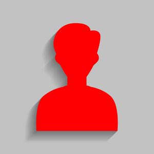 用户阿凡达  的插图。匿名登录。矢量。与软阴影在灰色的背景上的红色图标