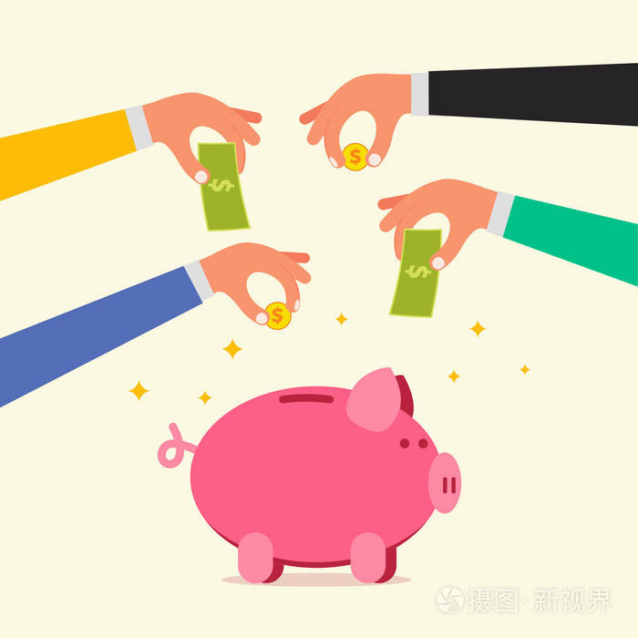 商人把节约钱硬币和钞票成小猪八插画-正版商用图片0oim7s-摄图新视界