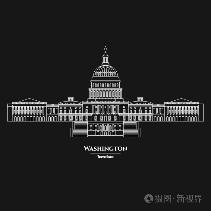 华盛顿美国国会大厦图标 1插画-正版商用图片0oime2-摄图新视界