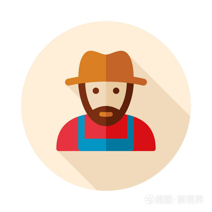 农民平面矢量图标.农业标志.