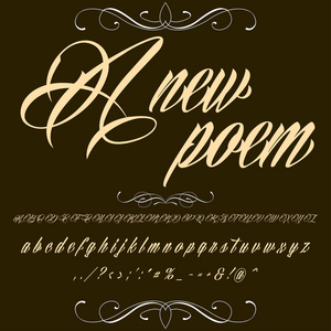 脚本字体 A 新诗老式脚本矢量字体标签字体和任何类型的设计