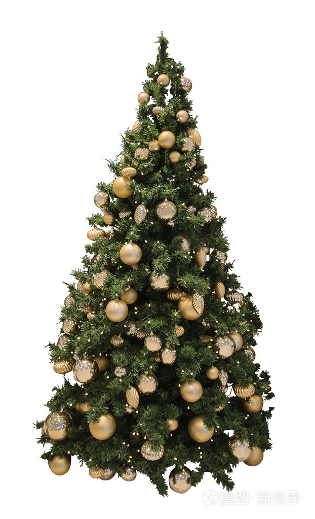 绿色的圣诞树与球