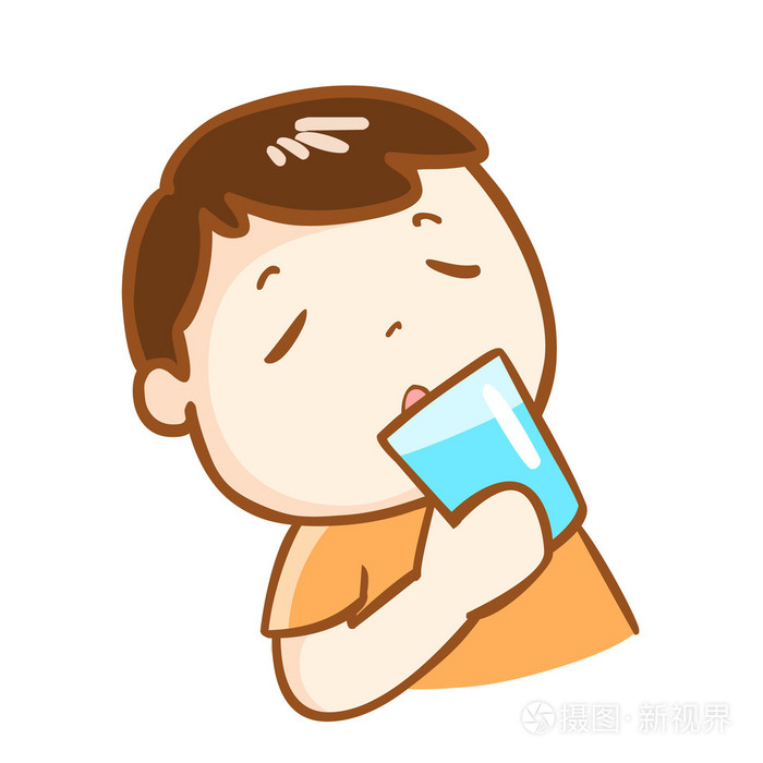 喝新鲜的水特征向量的可爱男孩