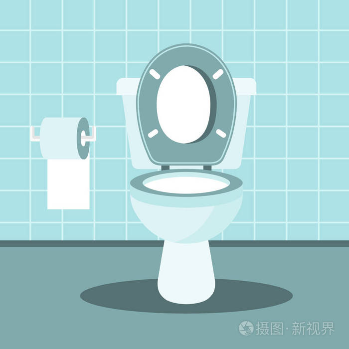 浴室内有马桶和厕纸.平面矢量图