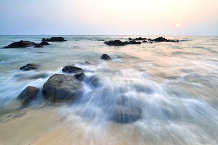 在日落的海景