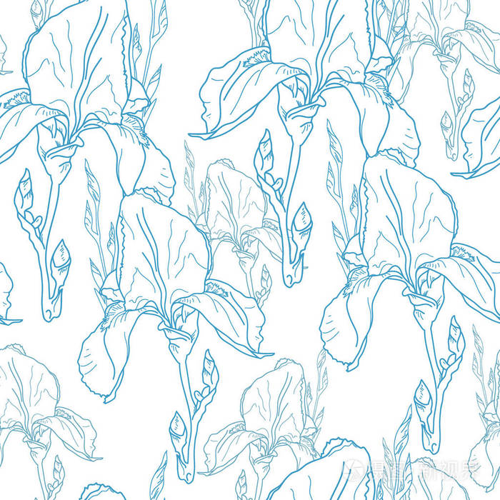 无缝花纹矢量背景与鲜花手绘作品为纺织品面料纪念品包装和贺卡