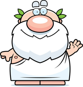 希腊哲学家微笑挥舞着卡通希腊哲学家照片