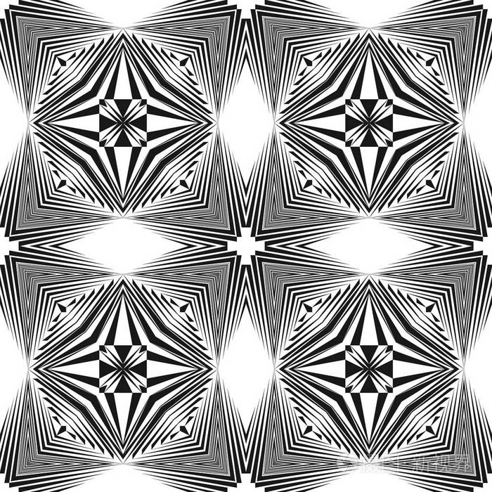 插画 几何无缝图案.矢量抽象创意黑白背景.eps