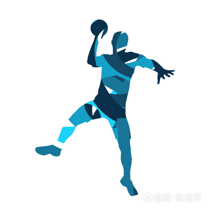 手球运动矢量的球员.抽象的剪影