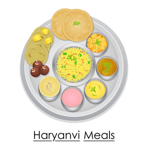 全是美味 Haryanvi 饭盘