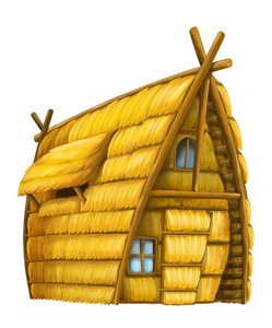 老卡通干草房子照片