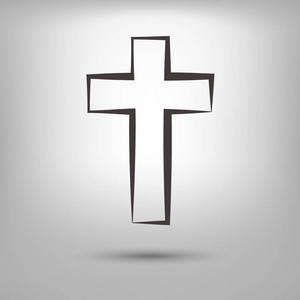 鹅口疮绘制墨迹手绘制黑色 grunge 十字图标,简单的基督教十字架标志