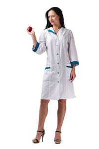 护士或年轻医生站在全身孤立在白色背景