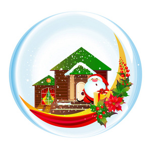 球与圣诞老人和房子, 圣诞节概念, 媒介, 例证
