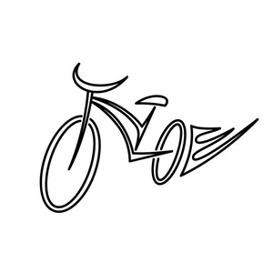 简单的自行车素描图标的速度线。向量