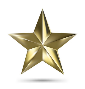 白色背景上的孤立的金属金色星照片