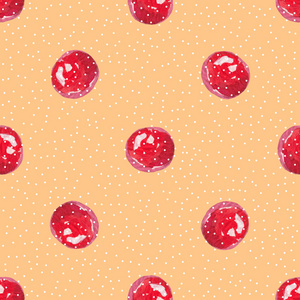 水彩蔓越莓。无缝模式