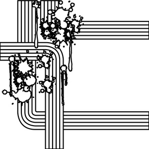 剪影抽象复古线与飞溅的颜色图片
