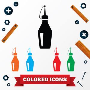 油罐工业图标。 白色背景上的彩色符号。