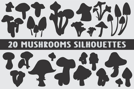 20蘑菇剪影各种各样的设计集合