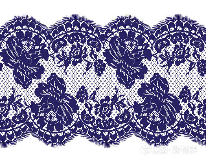 无缝矢量蓝色花边图案