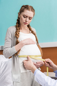 医生测量的孕妇肚子