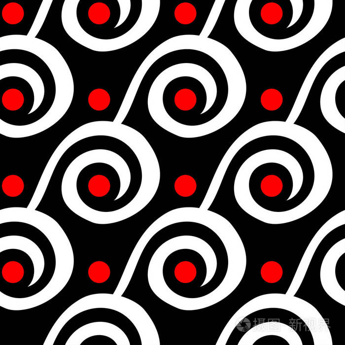 无缝的几何图案.黑色红色和白色背景为墙纸,纺织品和织品