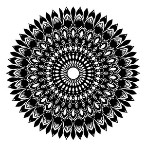 装饰单色民族曼陀罗图案. 成人抗压力着色书页.