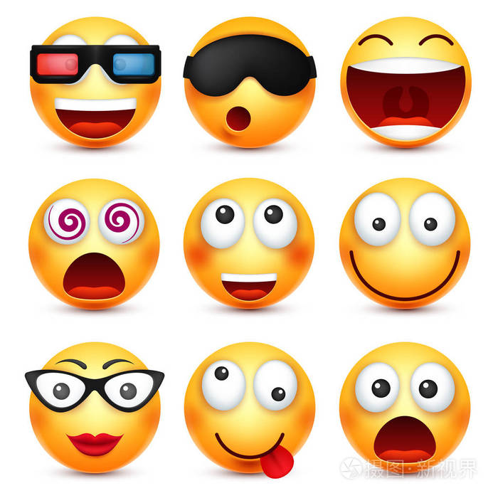 3d 的真实表情.有趣的卡通人物.心情.web 图标.矢