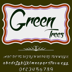 脚本字体绿色树木老式脚本字体矢量字体为标签和任何类型的设计