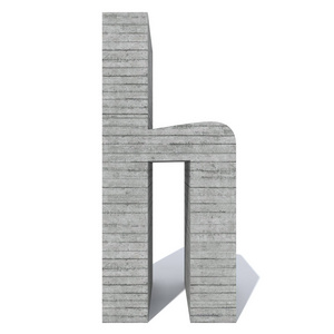 概念性灰色重粗糙混凝土构造字体或类型, 建筑行业片隔离白色背景。教育建筑学材料, 老化纹理表面作为3d 例证设计。字母 h