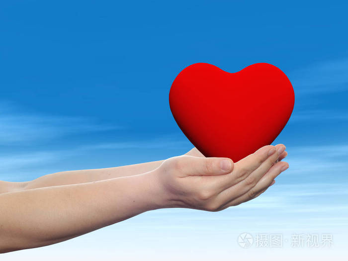 双手捧着心脏标记或符号