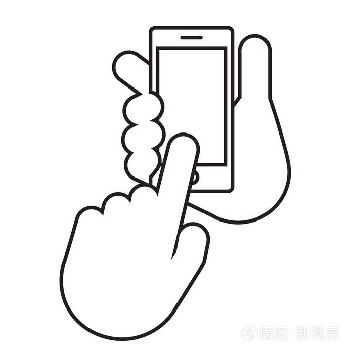 两只手手捧着智能手机插画-正版商用图片0ojyzg-摄图新视界