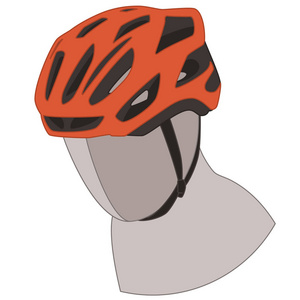 橙色自行车头盔被隔离在白色背景上