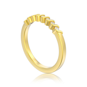 3d 例证隔绝金子订婚周年纪念带反射在白色背景的金刚石圆环