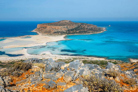 美丽的 Balos 海滩在克里特岛, 希腊