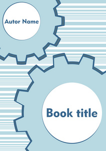 浅蓝色，白色的差距，技术教科书封面，小册子，书的封面与两个齿轮齿轮技术背景