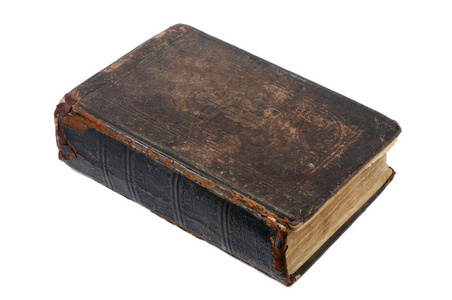 在白色背景上的旧复古书.前视图照片