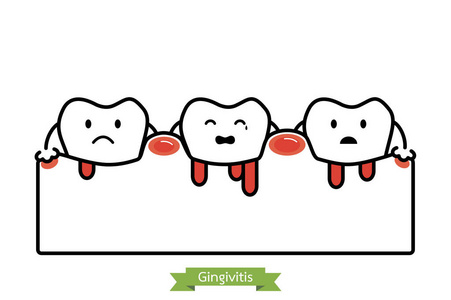 牙龈炎 出血卡通矢量平面线型