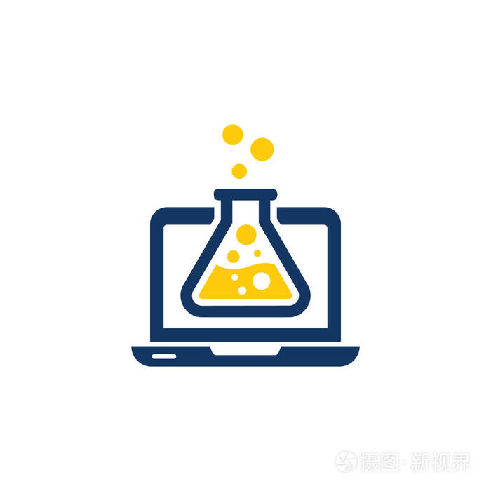 实验室烧瓶图标徽标设计元素.矢量插图