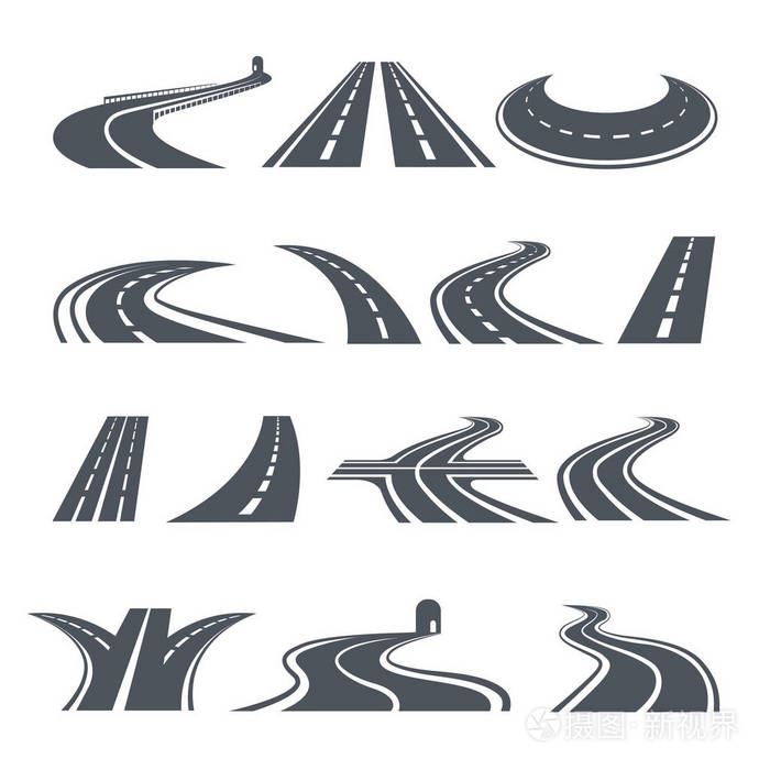 公路和公路的程式化符号.标志设计图片