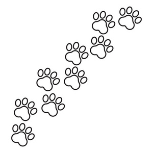 爪子打印矢量图标中的线条样式。狗或猫 pawprint 插图。动物剪影