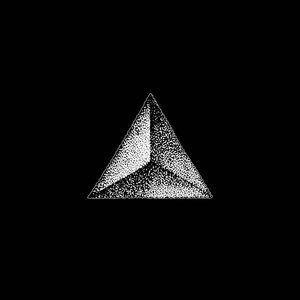 矢量单色白复古点艺术手绘三角形棱镜金字塔几何容积 blackwork 设计元素复古纹身风格装饰隔离形状说明黑色背景