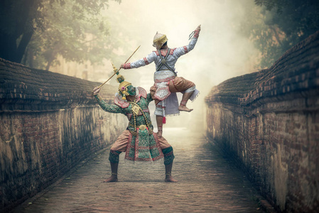 孔敬是泰国古典蒙面传统舞蹈戏剧艺术照片