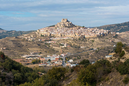 在老中世纪小镇 Morella, Castellon, 西班牙的看法