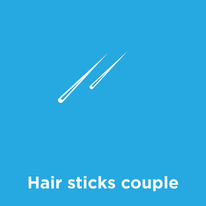 头发棍子夫妇图标隔离在蓝色背景上