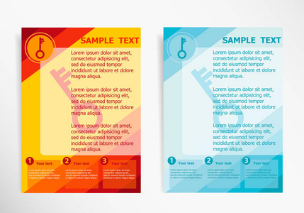 在抽象矢量现代传单上的钥匙图标