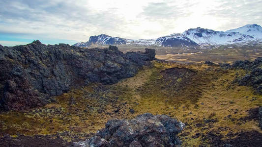 冰岛 volcanice 景观场和火山口